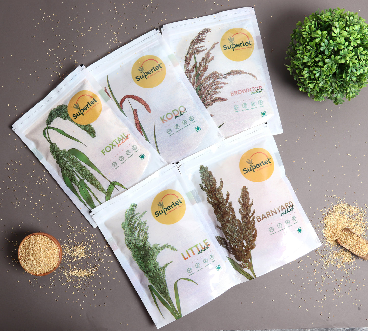Super Combo Pack of 5 (1 Kg each): Kodo + Little + Foxtail + Barnyard+ Browntop
